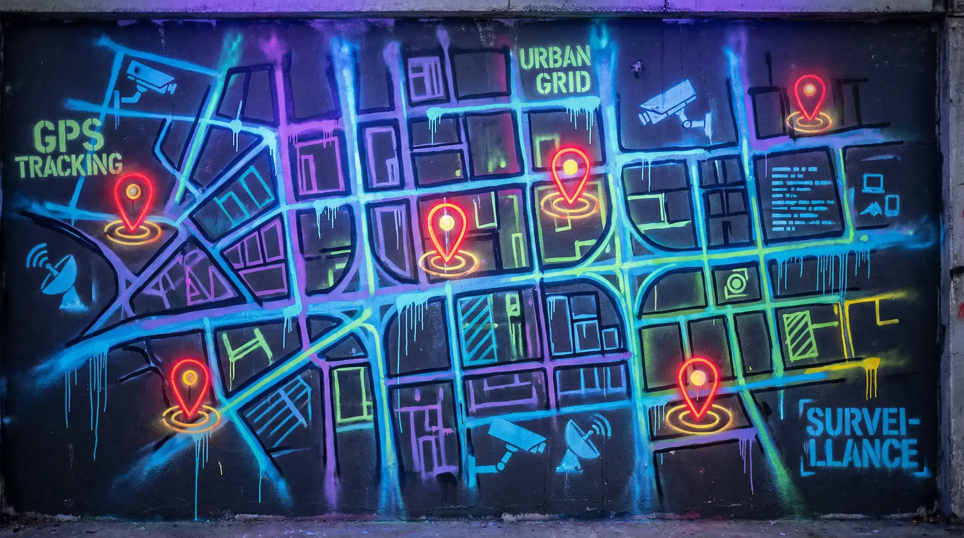 三级影院 狗仔追踪地图 - 城市涂鸦风格